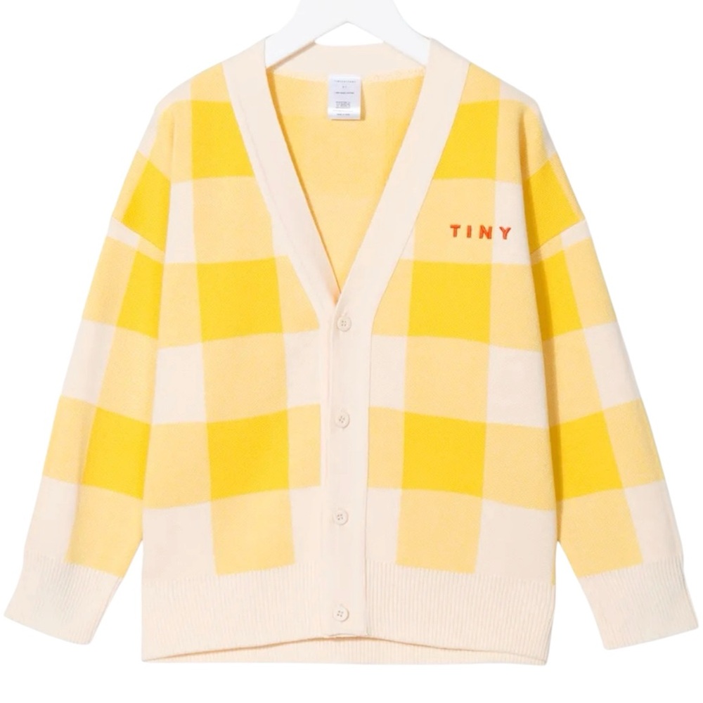 Tinycottons | Girl’s Yellow Big Check Cardigan | Size 4T